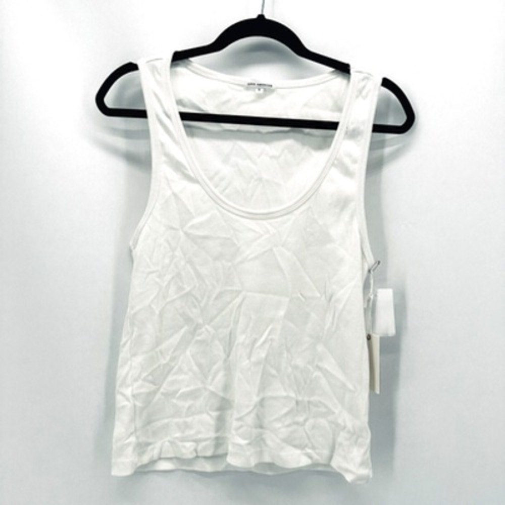 NWT Good American Tank Top‎ Womens 2XL White Rib Knit Preppy Street Quiet Luxury